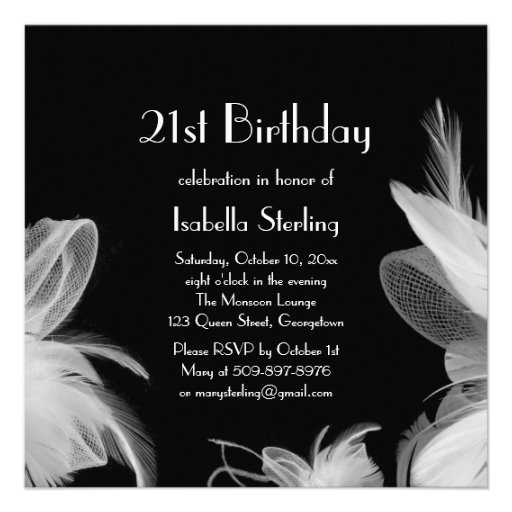 Feathered 1920's Birthday Invitations
