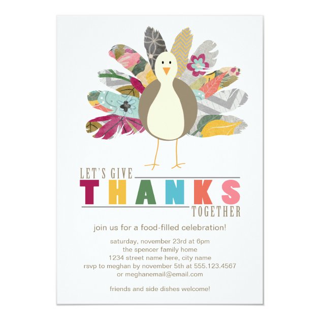 Feathered Friend Thanksgiving Dinner Invitation (front side)