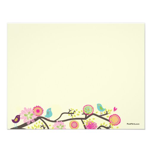 Feathered Friends Spring Flat Notecard Custom Invitations