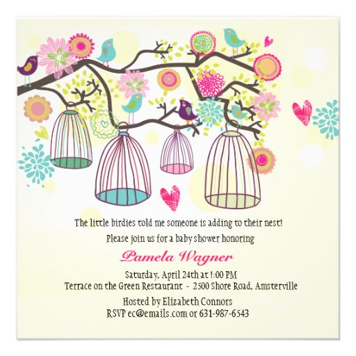 Feathered Friends Spring Invitation (front side)