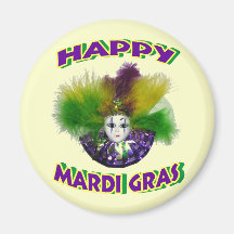 Feathered Mardi Gras Mask Fridge Magnets