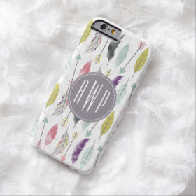 Feathers and Arrows Monogram Barely There iPhone 6 Case