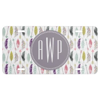 Feathers and Arrows Monogram License Plate