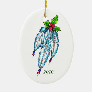 feathers and holly ornament feathers and holly ornament