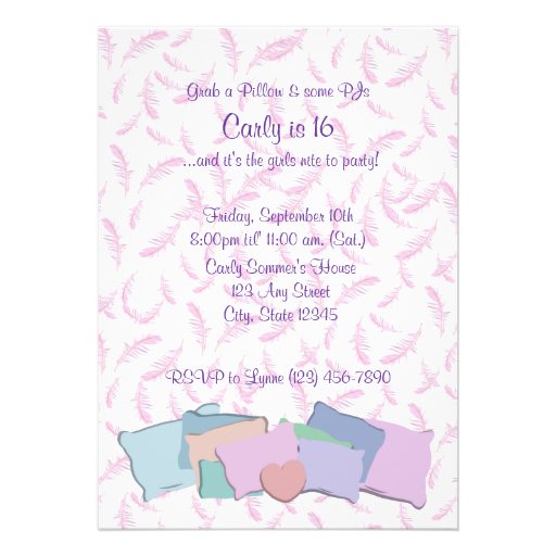 Feathers and Pillows/ Birthday Custom Announcements (front side)