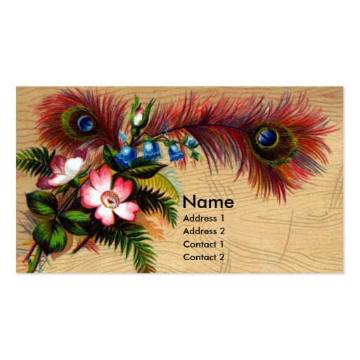 Feathers, Flowers and Ferns Business Card Template (front side)