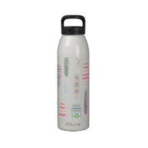 Feathers Pink Tribal Aztec Teal Chevron Pattern Drinking Bottles
