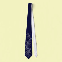 Feathery Dark Blue Tie - Grungy Hip and Cool