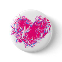 Feathery Fuschia Heart buttons by greenbaby Feathery Fuschia Heart buttons