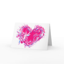 Feathery Fuschia Heart cards