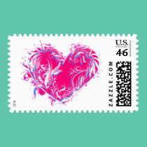 Feathery Fuschia Heart stamps