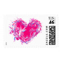 Feathery Fuschia Heart postage