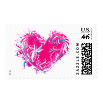 Feathery Fuschia Heart postage by greenbaby Feathery Fuschia Heart postage