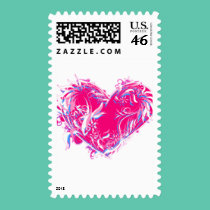 Feathery Fuschia Heart stamps