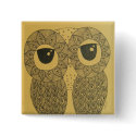 Feathery Lines Owl Button
