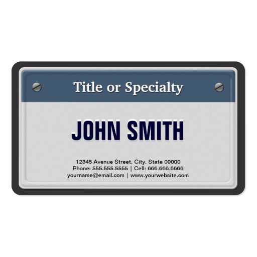 Featured and Cool Car License Plate Business Card Template (front side)