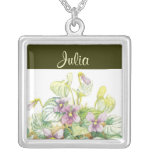 FEBRUARY Birth Flower - Violets Necklace