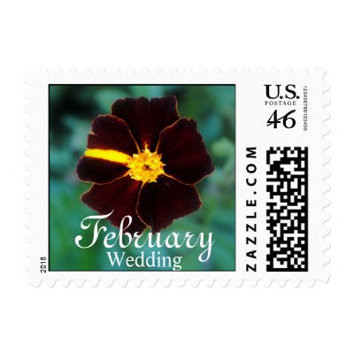 Playful red and yellow wedding month postage is perfect for any wedding 