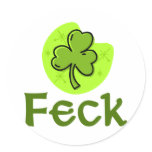 Feck Shamrock Round Stickers