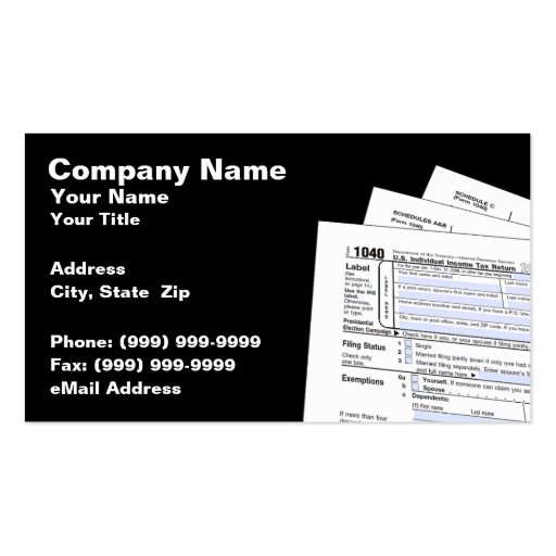 Federal Tax Forms Business Card Template (front side)