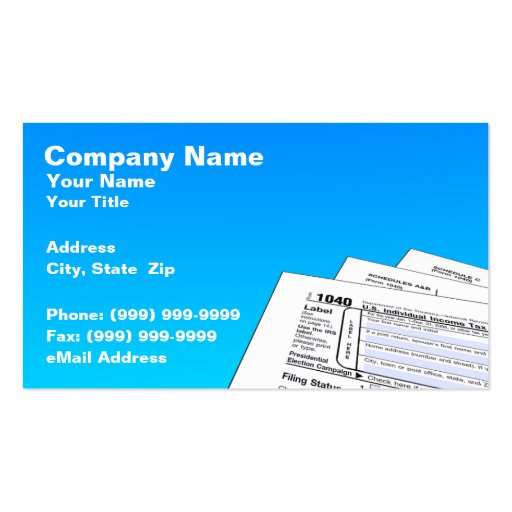 Federal Tax Forms Business Card Templates (front side)