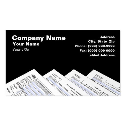Federal Tax Forms Business Card Templates (front side)