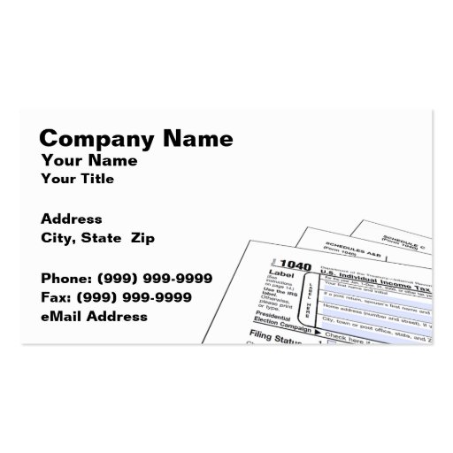 Federal Tax Forms Business Card Templates