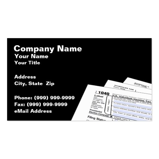 Federal Tax Forms Business Cards (front side)