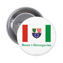 Federation of Bosnia & Herzegovina Flag with Name  Pinback Button