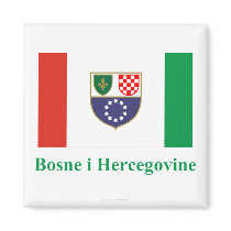 Federation of Bosnia & Herzegovina Flag with Name  Refrigerator Magnet