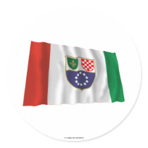Federation of Bosnia & Herzegovina Waving Flag Round Sticker