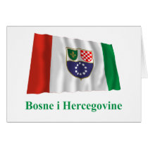 Federation of Bosnia & Herzegovina Waving Flag wit Card