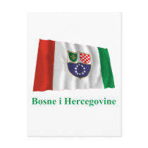 Federation of Bosnia & Herzegovina Waving Flag wit Postcard