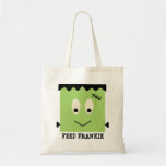 Feed Frankie green Halloween candy trick or treat Canvas Bags