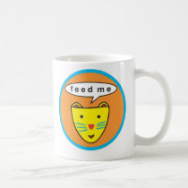 "Feed Me" Cat Logo Mug mugs