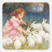 Feeding the Rabbits Square Sticker