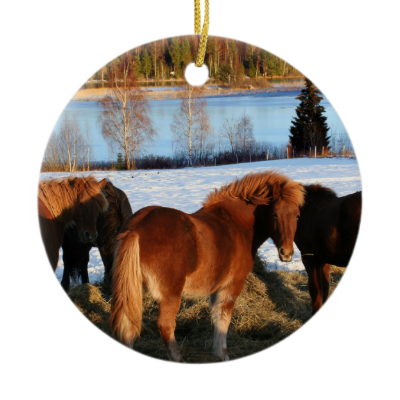 Feeding Time Double-Sided Ceramic Round Christmas Ornament