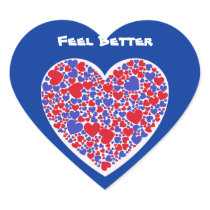 Feel Better, red and blue hearts on heart sticker