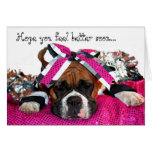 Feel Better soon Cheerleader Boxer greeting card
