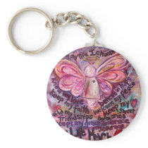 Feel My Beauty Pink Cancer Angel Keychain