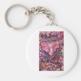 Feel My Beauty Pink Cancer Angel Keychains