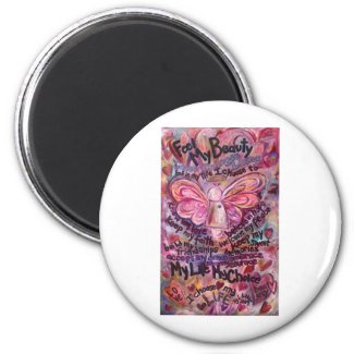 Feel My Beauty Pink Cancer Angel Refrigerator Magnets