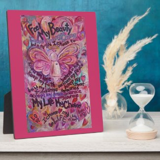 Feel My Beauty Pink Cancer Angel Painting Plaque