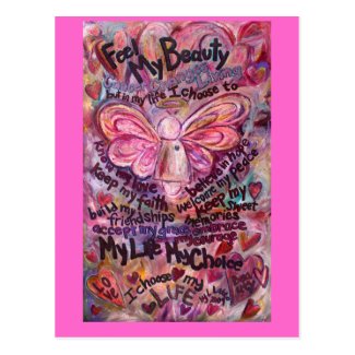 Feel My Beauty Pink Cancer Angel Postcard