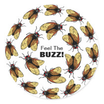 Feel the Buzz Cicada Magicicada Colorful Party Sticker