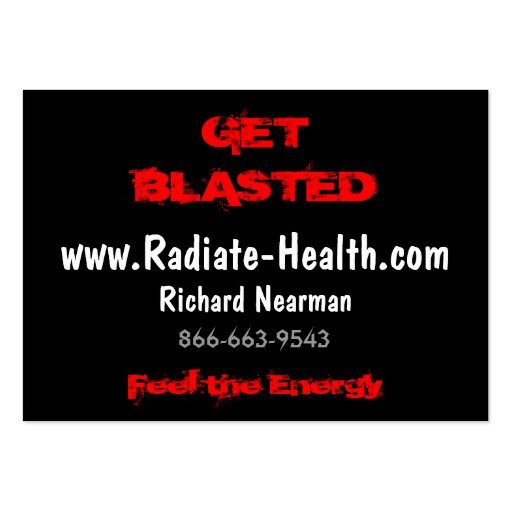 Feel the Energy, www.Radiate-Health.com, Richar... Business Cards (front side)
