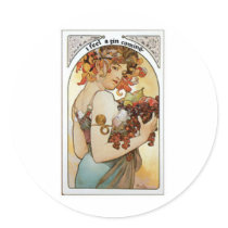 FEEL ZIN COMING...GIRL UNDER GRAPE ARBOR PRINT STICKER