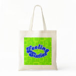 Feeling Sixties Text With Fluo Green Squares  Bag