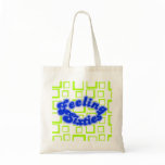 Feeling Sixties Text With Fluo Green Squares On Wh Tote Bags