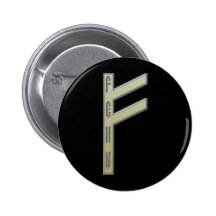 Fehu Rune gold Button